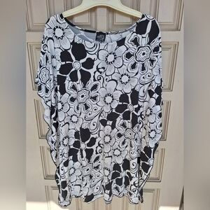 VTG Thanx Collection CoverUp SzL Wht/Blk Dolman Sleeve No Belt